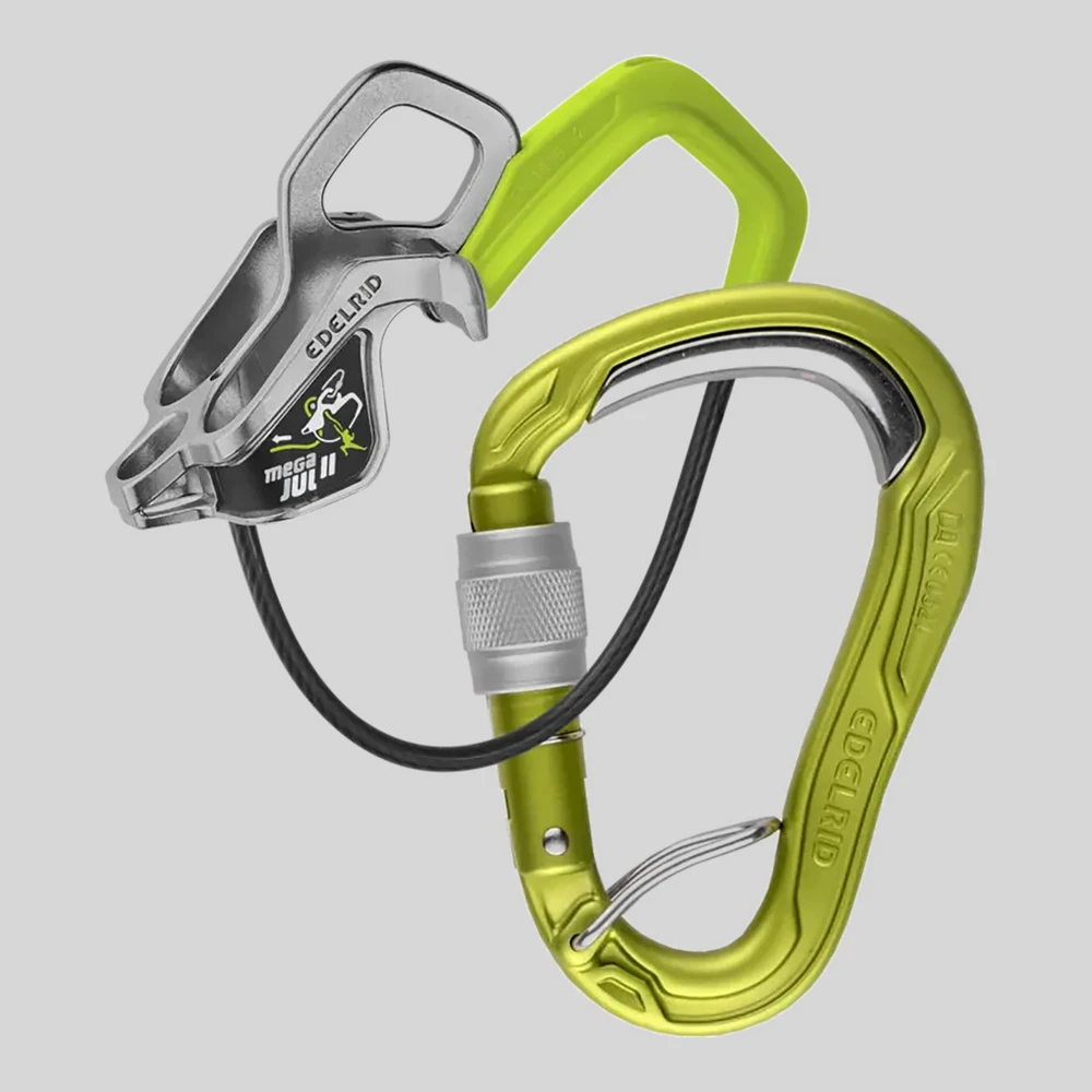 Herramienta: Edelrid Mega Jul II Belay Kit Bulletproof Screw asegurador + mosquetón